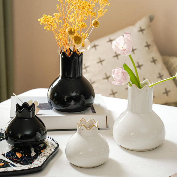 Elegant ceramic vase with wavy edge