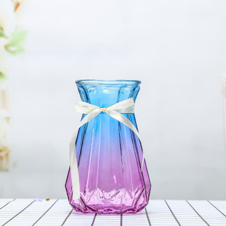 Geometric Patterned Glass Flower Vase