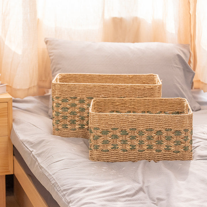 Natural decorative storage basket with woven design
