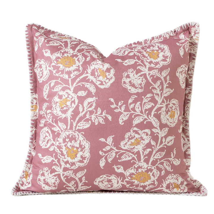 Rectangular decorative pillowcase made of jacquard with ornamental ikat look