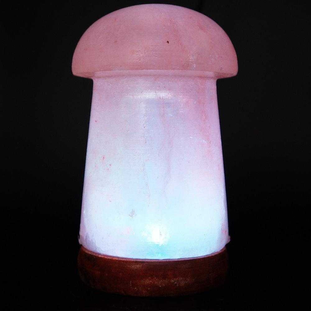 Himalayan Salt Crystal Sphere Lamp with Color Changing LED and Natural Wood Base