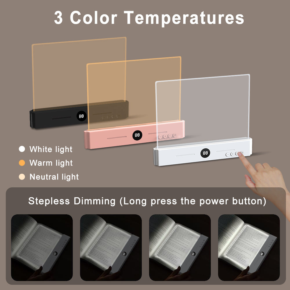 Edge-Lit Acrylic Makeup Mirror Panel with Digital Timer and USB-C Rechargeable LED Base