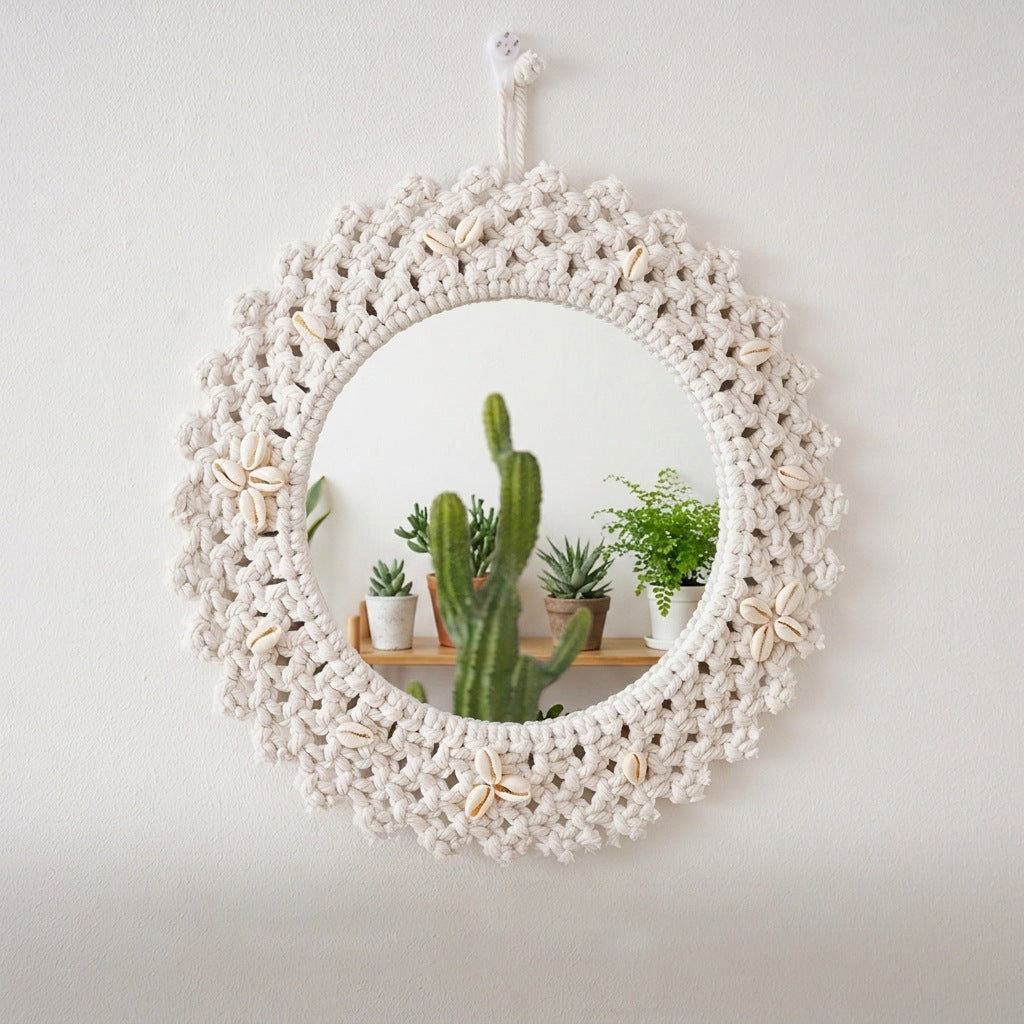 Decorative Macrame Star-Shaped Wall Mirror