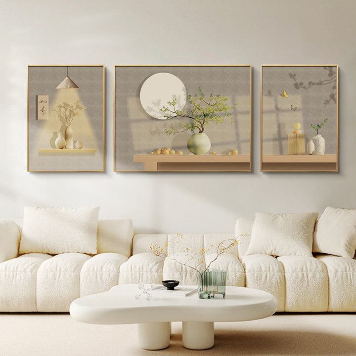 Elegant Botanical Framed Triptych Wall Art