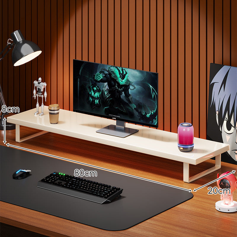 Elevated Solid Wood Ergonomic Monitor Riser Shelf with Metal Frame Stand