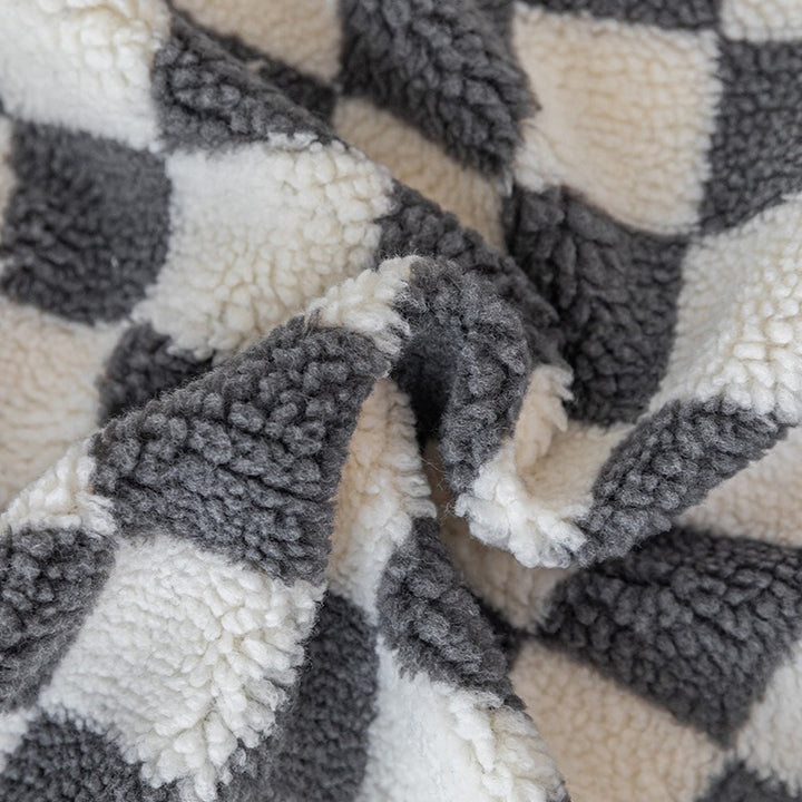 Plush Checkerboard Throw Pillow