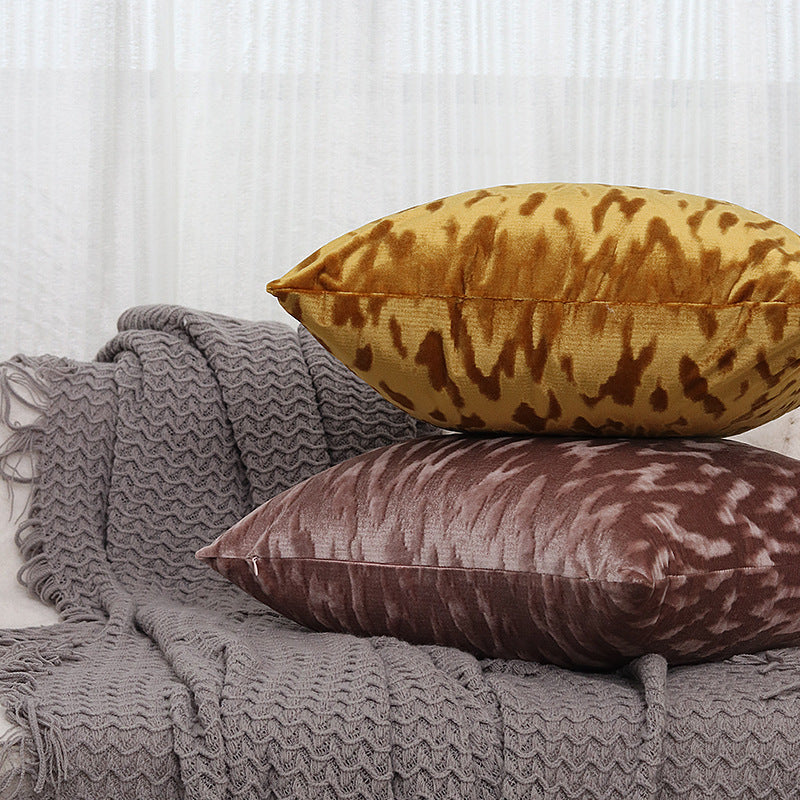 Plush Textured Velvet Square Throw Pillow Covers with Embossed Animal-Effect Jacquard