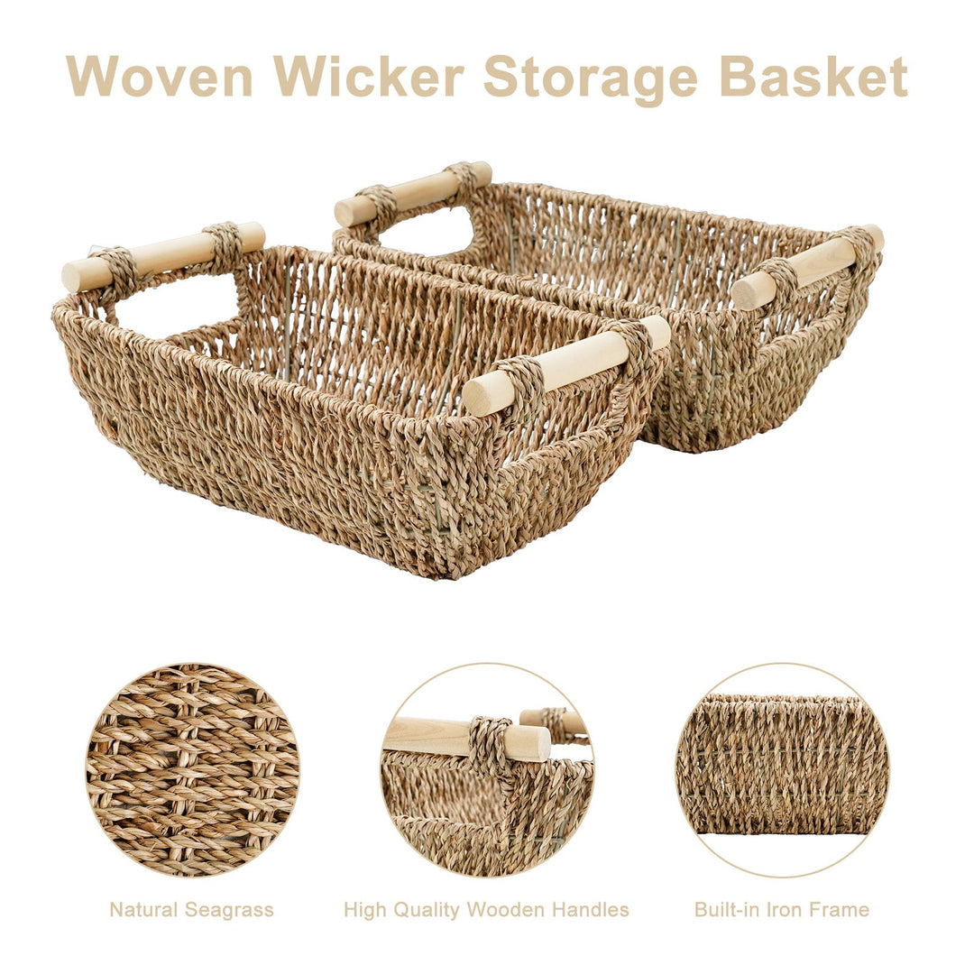 Natural Fiber Storage Basket with Handles