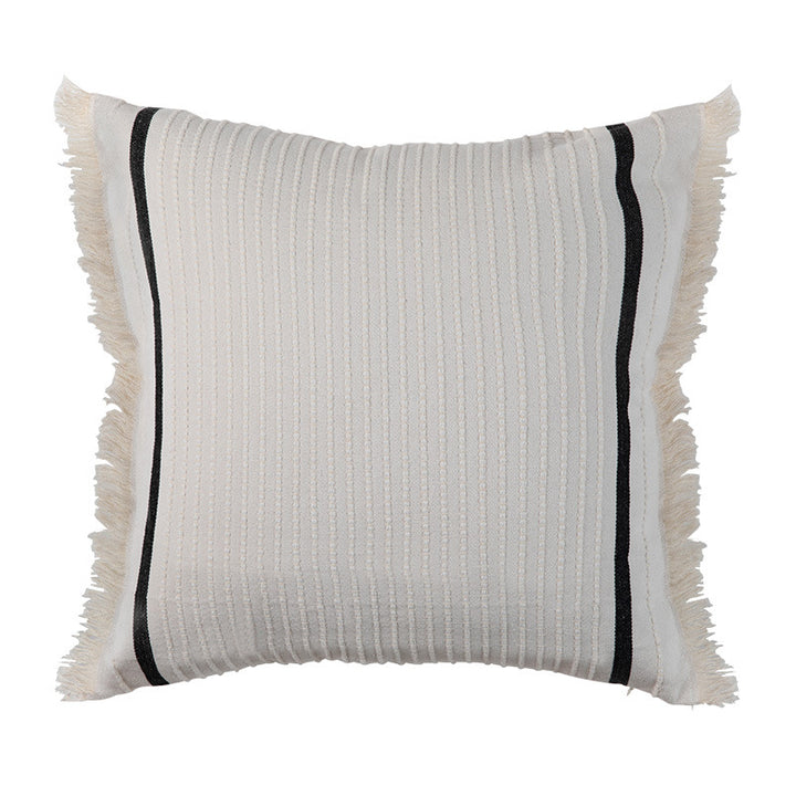 Boho cushion cover with fringes and textured weaving