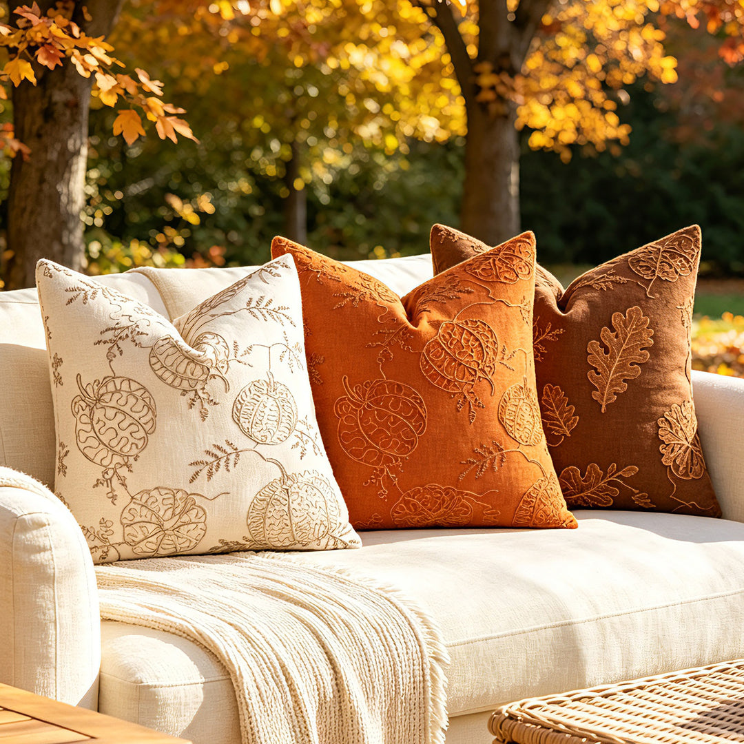 Decorative Embroidered Velvet Throw Pillow Cover Set
