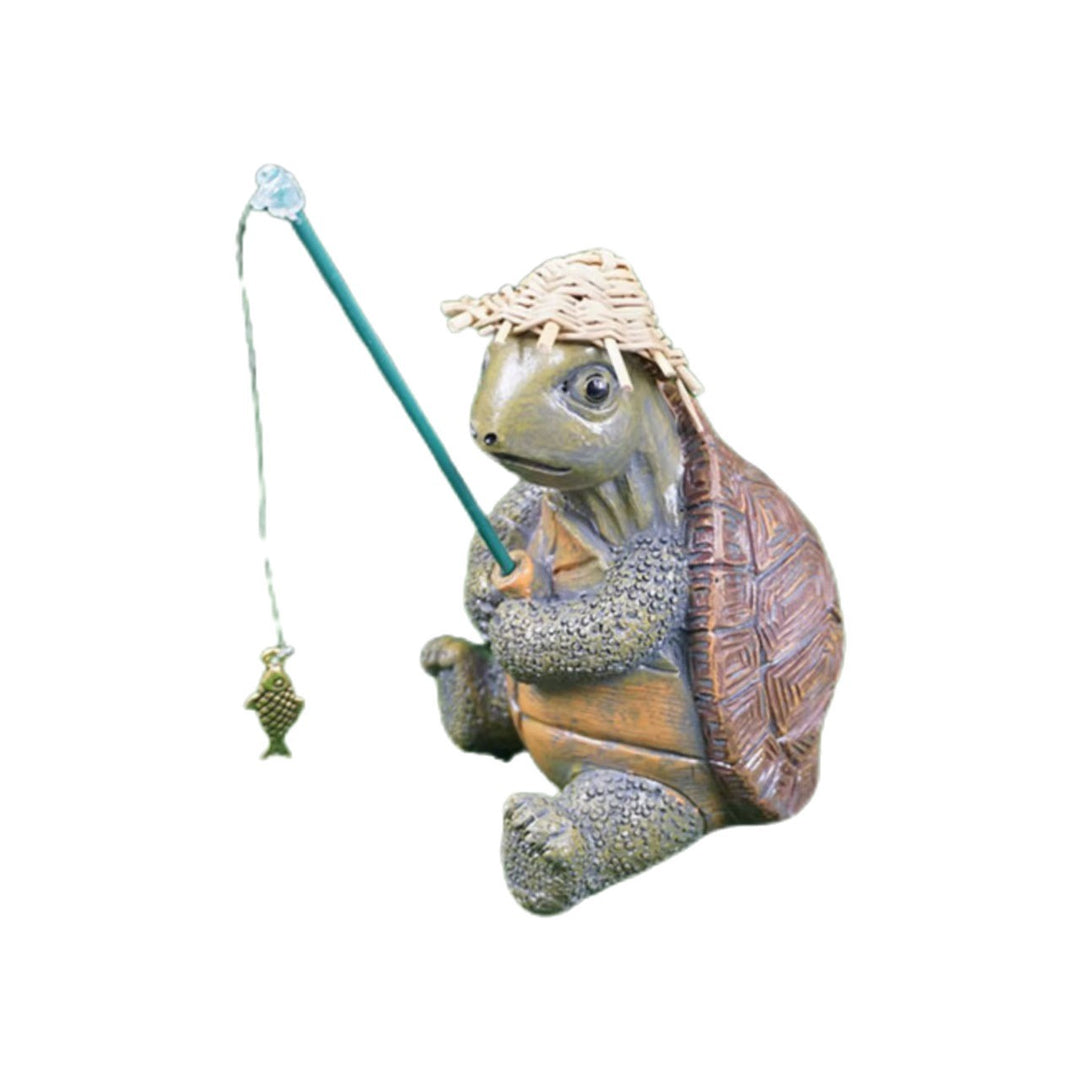Playful Turtle Fishing Figurine