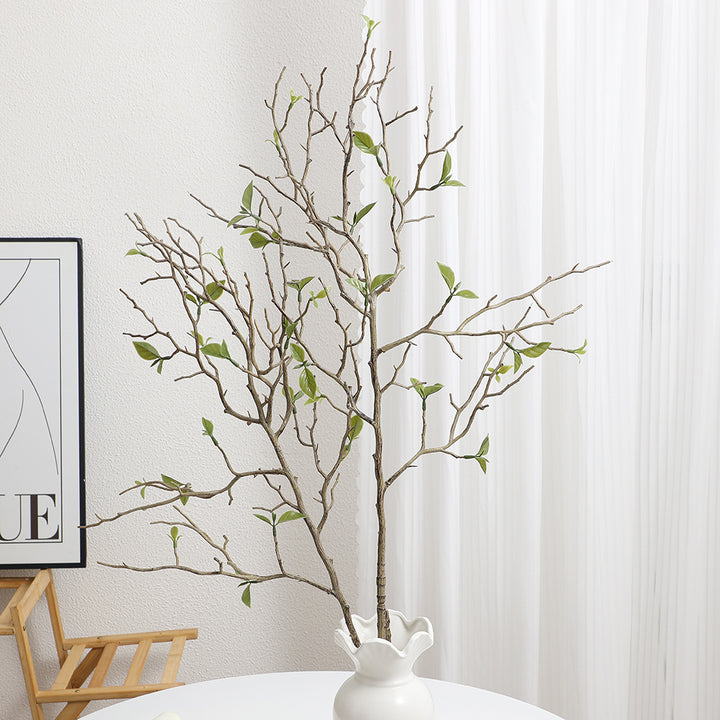 Decorative art branch with natural leaves