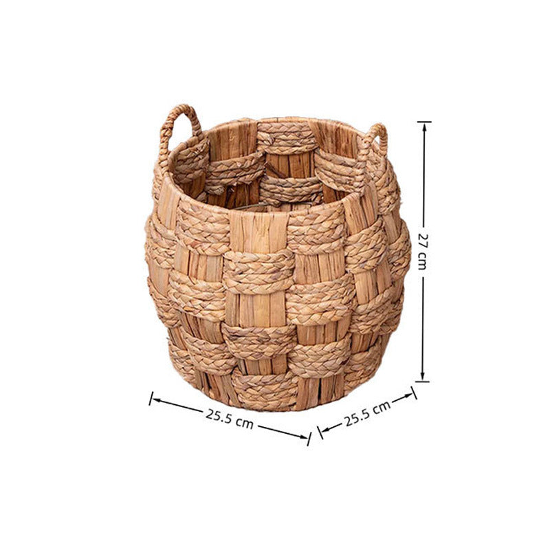 Handwoven decorative basket with heart motif