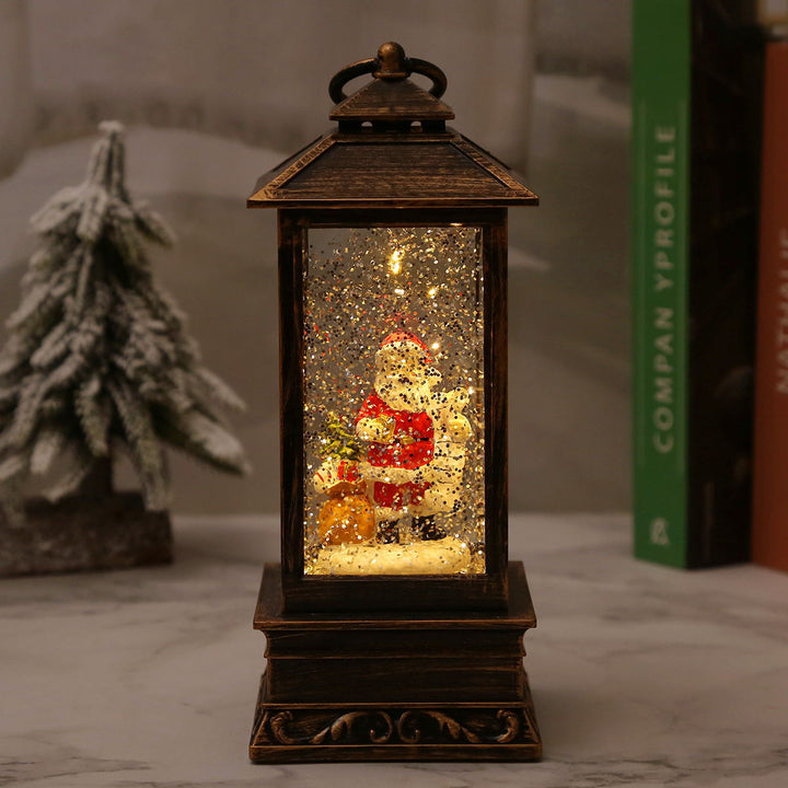 Vintage Christmas lantern with snowman and LED lighting