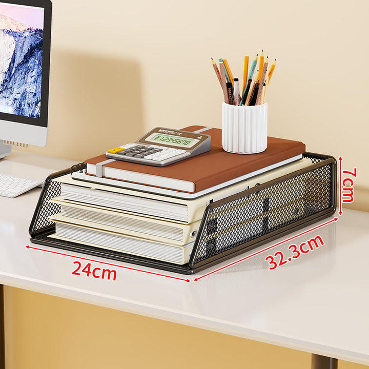 Stackable Three-Tier Metal Mesh Desk Letter Tray Organizer