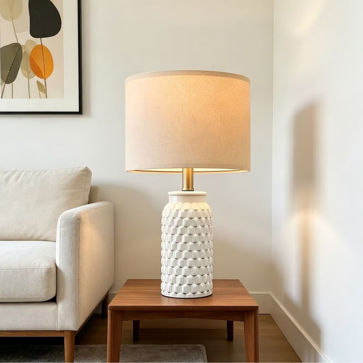 Textured ceramic table lamp