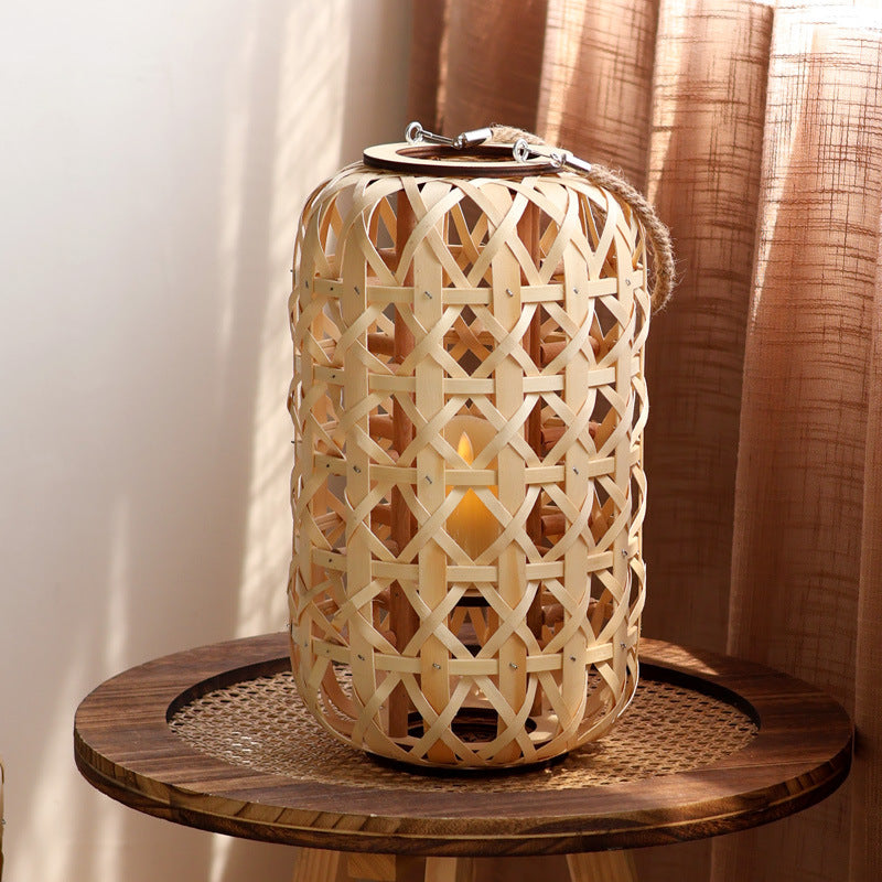 Elegant lantern made of handwoven natural material
