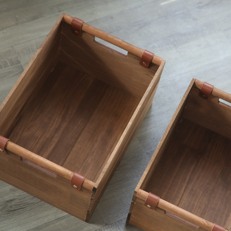 Elegant storage basket made of solid wood