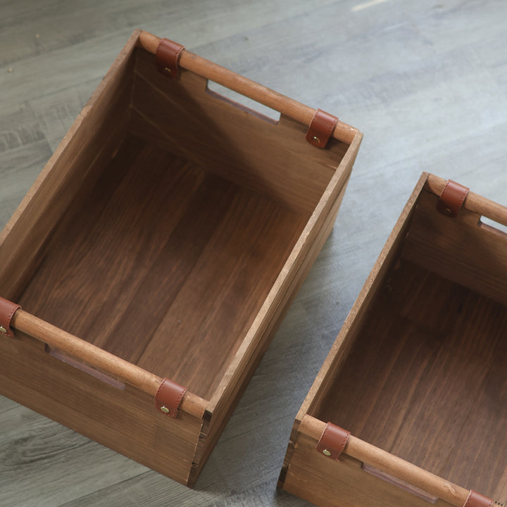 Elegant storage basket made of solid wood
