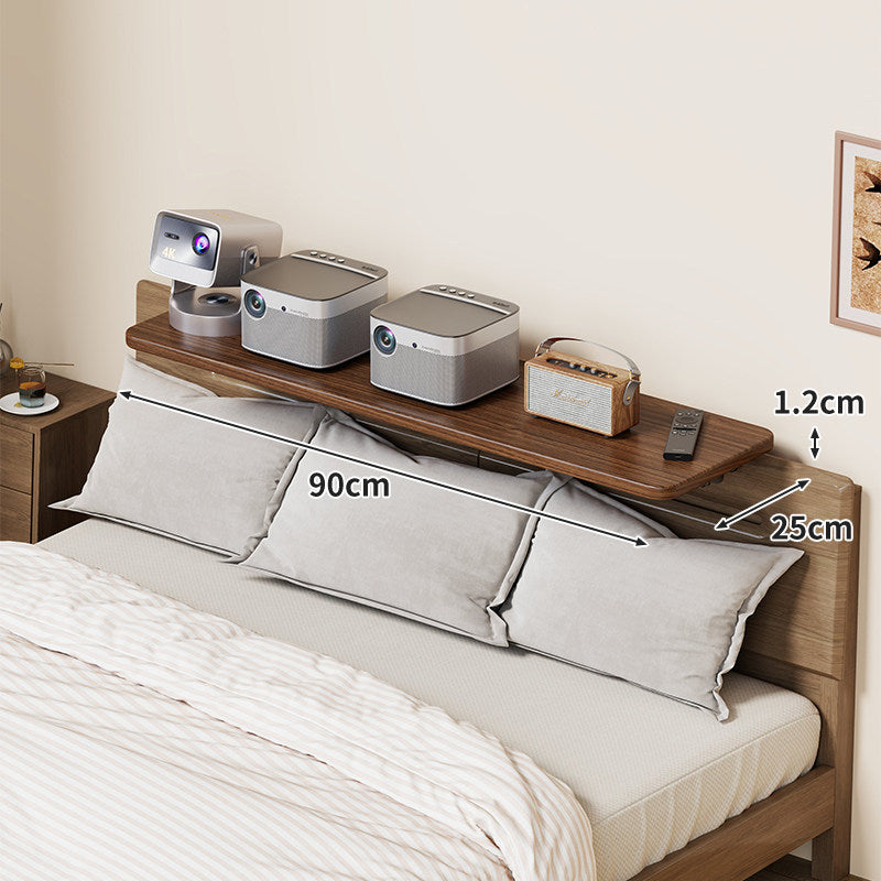 Headboard-Mounted Floating Bedside Shelf for Projectors and Devices