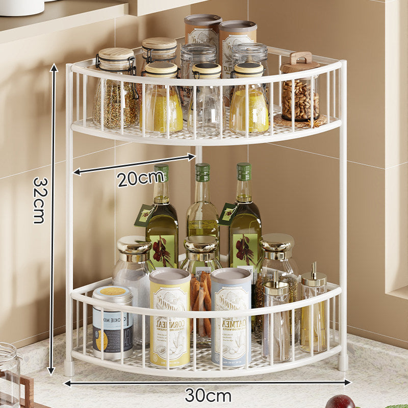 Tri-Level Gold Corner Countertop Kitchen Organizer Shelf