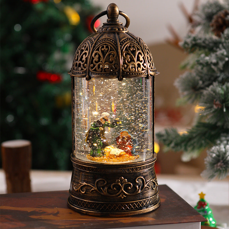 Elegant Christmas lantern with snow globe