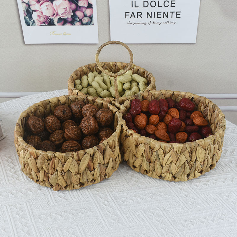 Multi-Sectional Handcrafted Woven Storage Basket