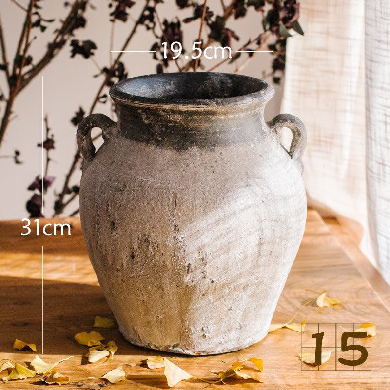 Rustic ceramic pot with handmade design