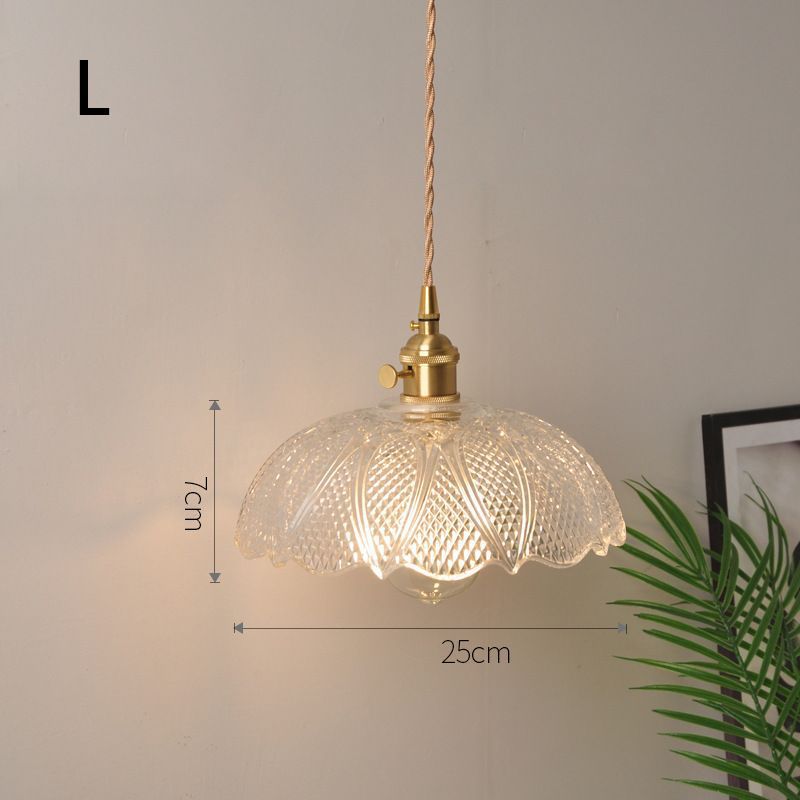 Fluted Glass Pendant Lamp with Vintage Brass Socket