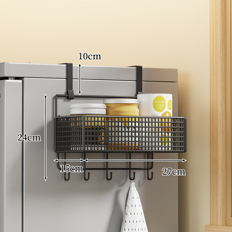 Over-Door Two Tier Metal Mesh Hanging Kitchen Storage Basket Organizer with Hooks