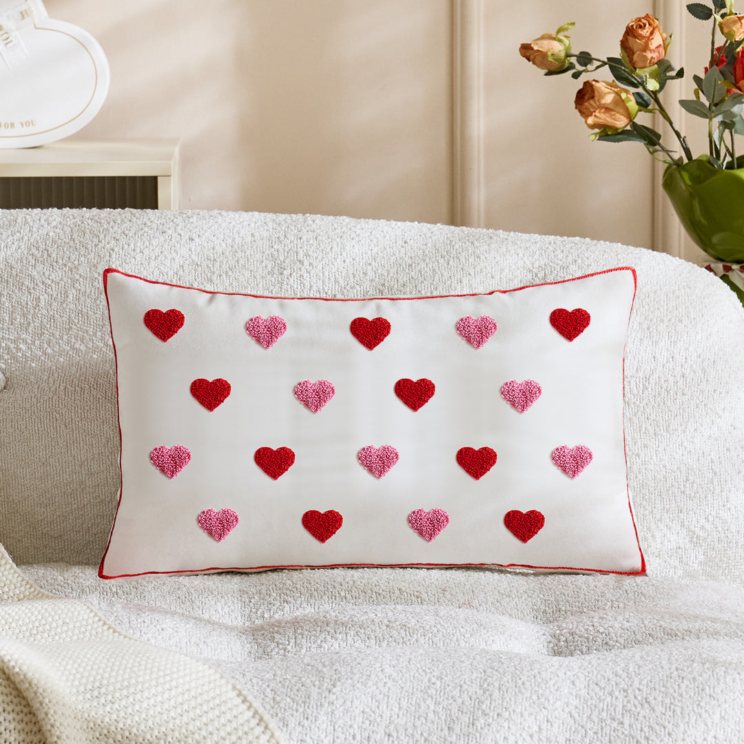 Tufted Tic-Tac-Toe Chenille Decorative Throw Pillow with Corner Tassels