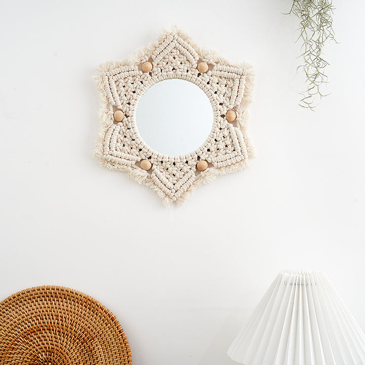 Macramé Decorative Star-Shaped Wall Mirror
