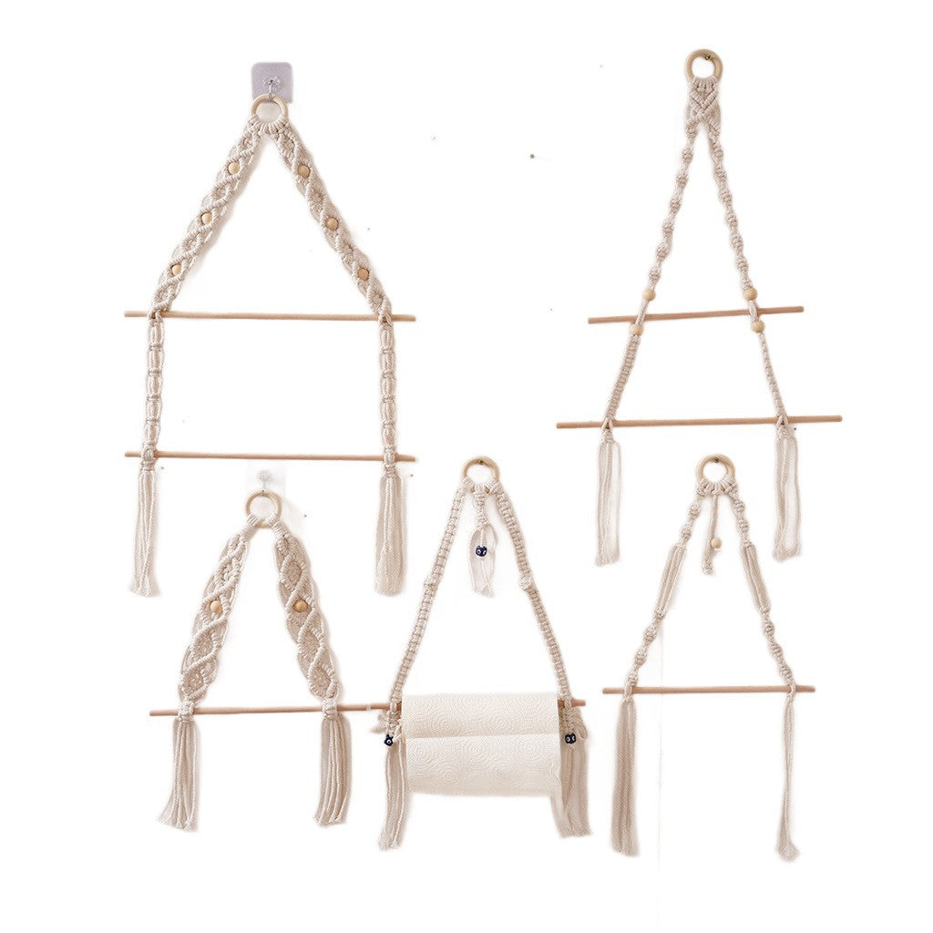 Macrame Hanging Plant Holder with Wooden Rod