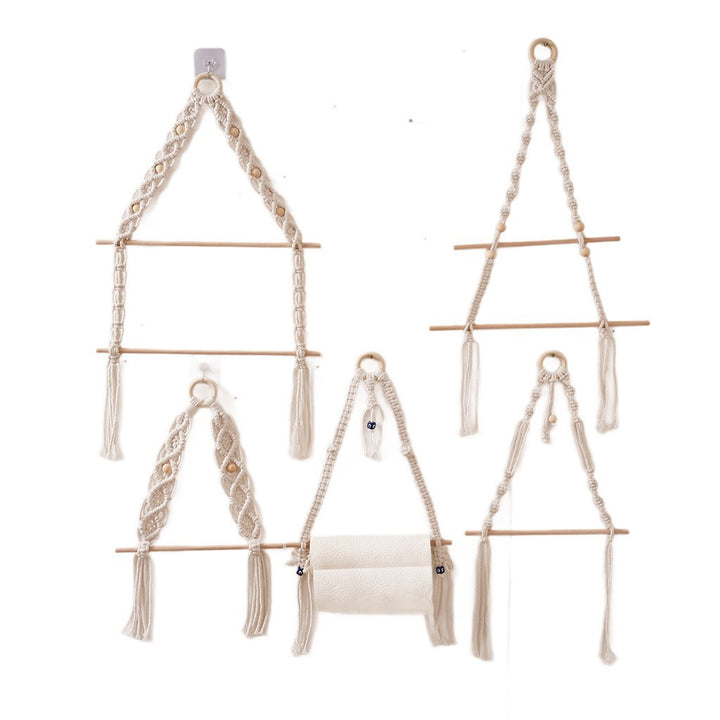 Macrame Hanging Plant Holder with Wooden Rod