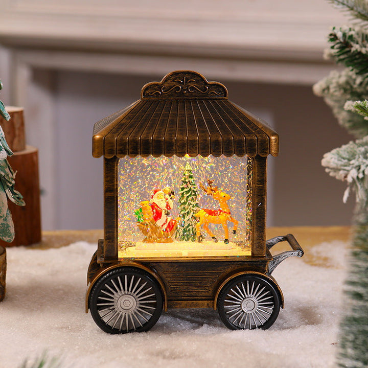 Decorative light lantern with snow globe
