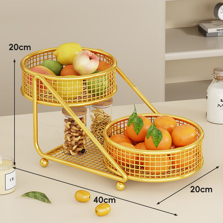 Three-Tier Angled Metal Mesh Countertop Fruit and Produce Organizer