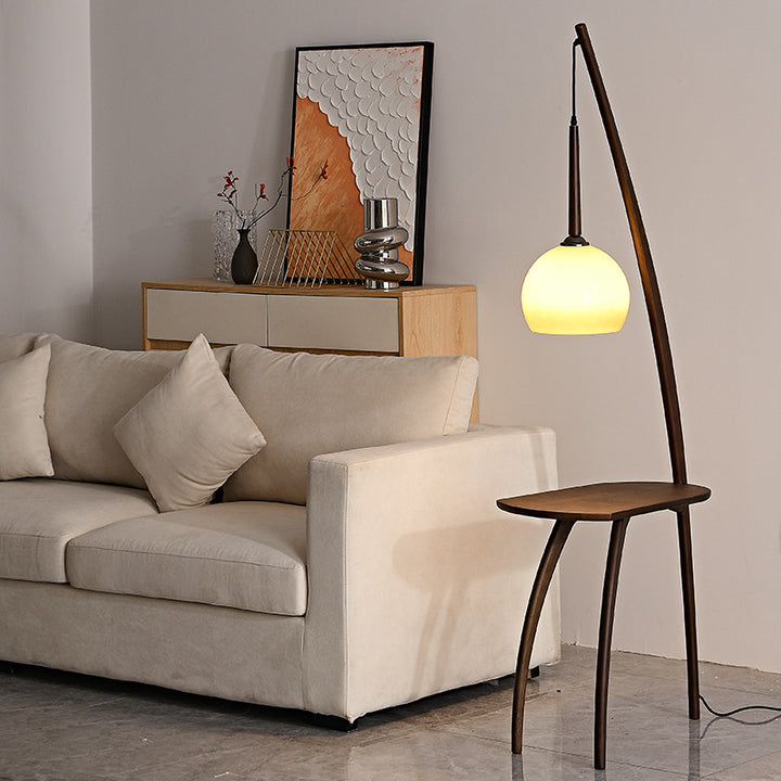 Modern floor lamp with integrated side table