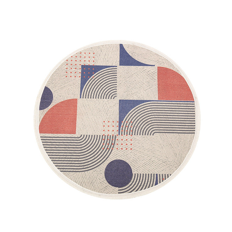Round Decorative Living Room Carpet with Modern Geometric Pattern