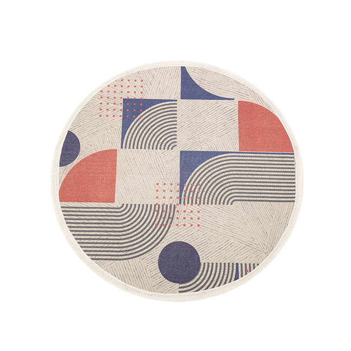 Round Decorative Living Room Carpet with Modern Geometric Pattern