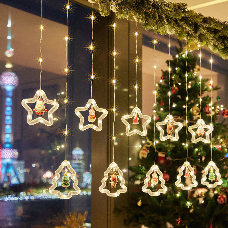 Christmas decorative light stars with snowflakes