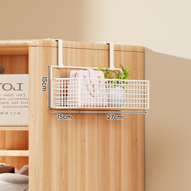 Over-Door Four-Tier Metal Mesh Hanging Storage Organizer with Integrated Hooks