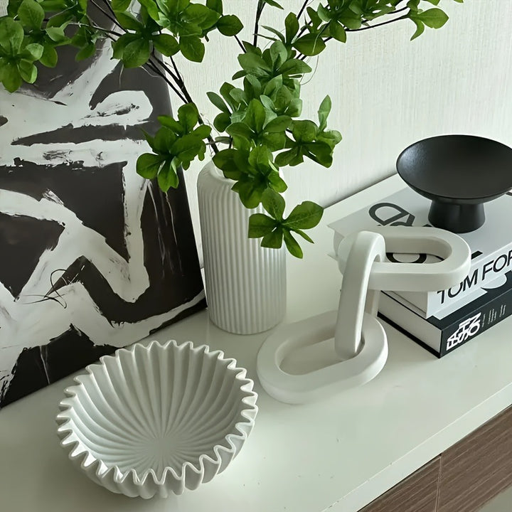 Decorative Fluted Ceramic Bowl