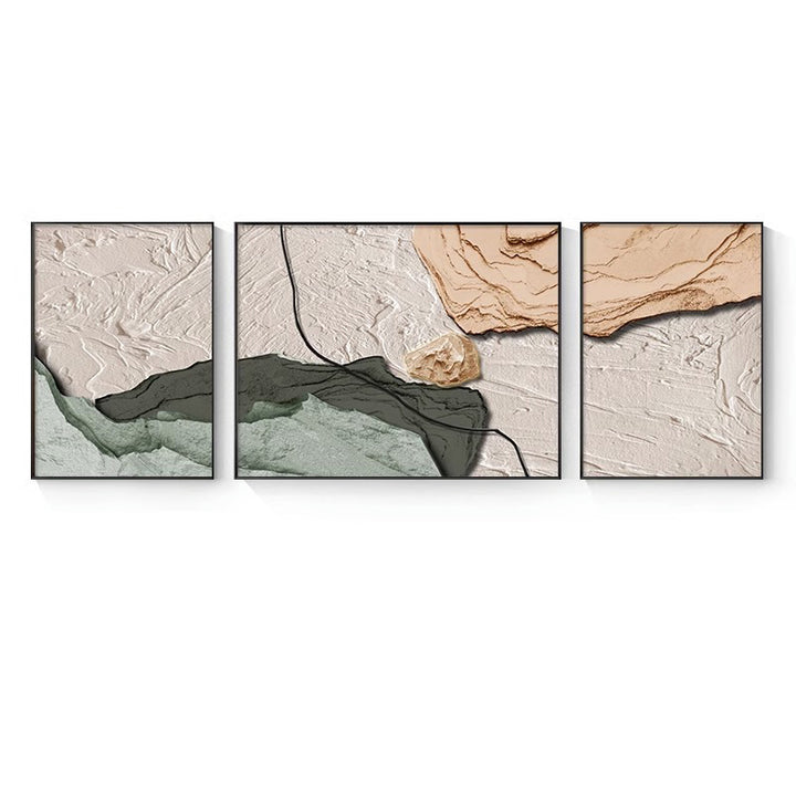 Abstract Textured Triptych Wall Art