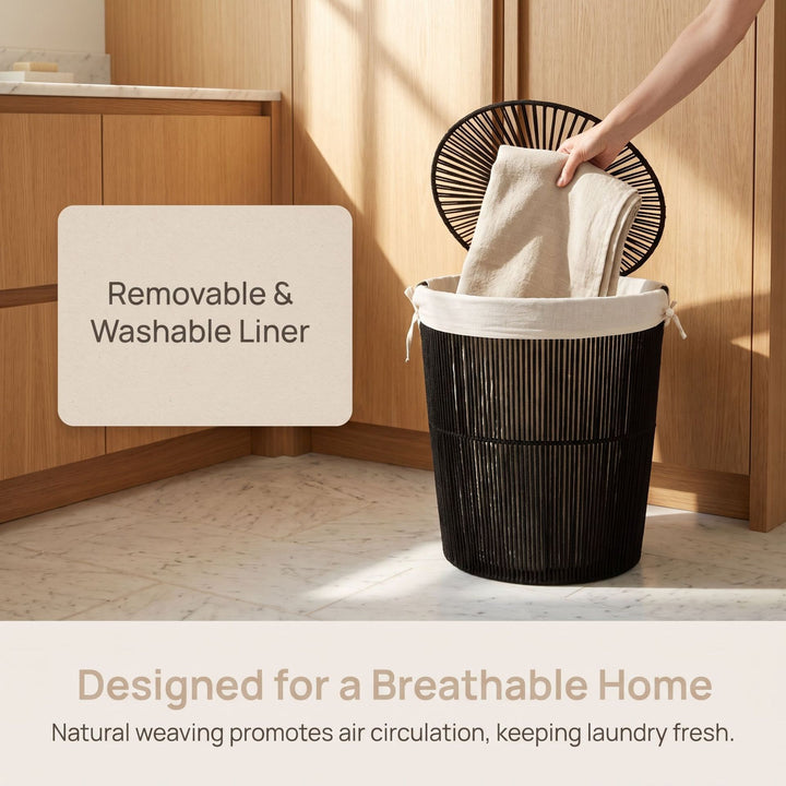 Stylish laundry basket with decorative cover