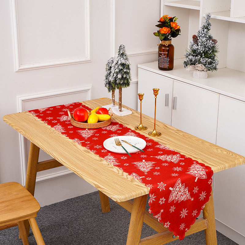 Festive table runner with Christmas motifs