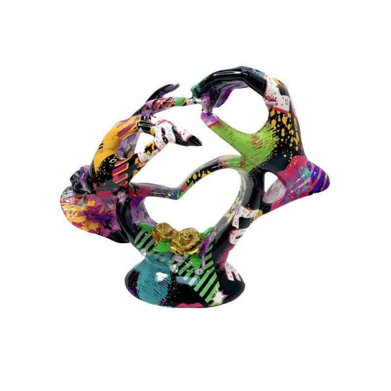Artistic heart sculpture with detailed painting