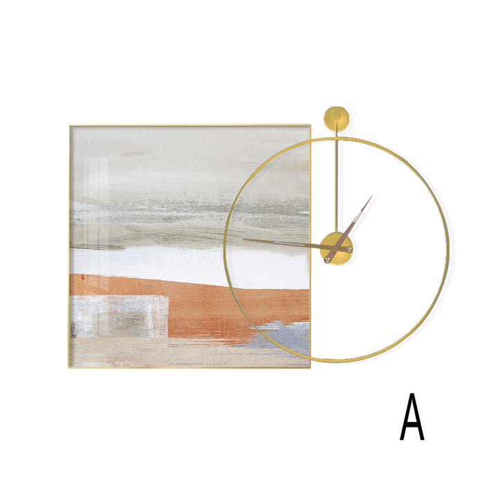 Artistic Wall Clock and Framed Abstract Artwork