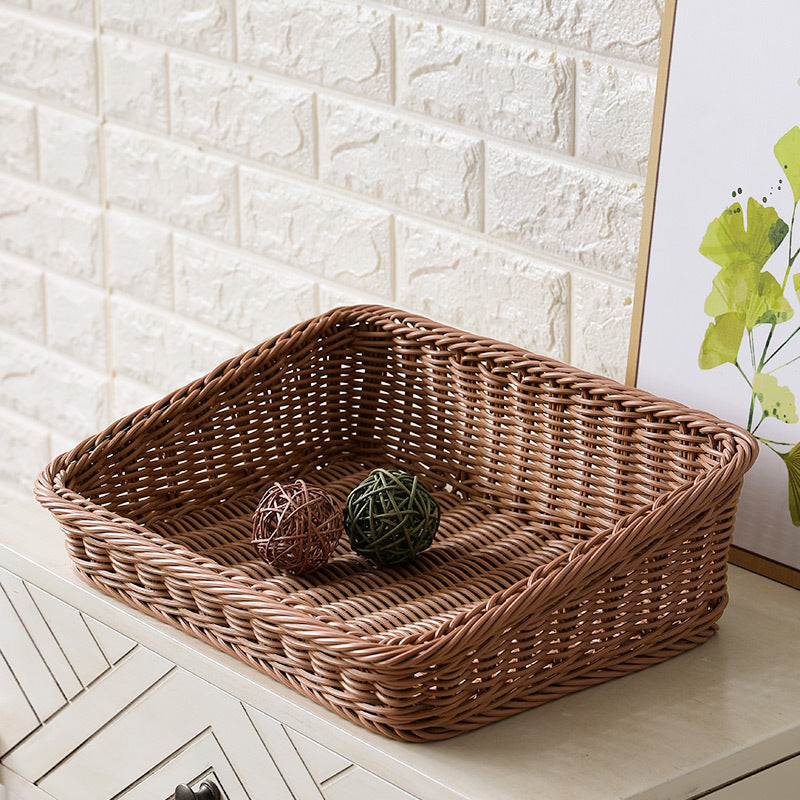 Handcrafted Rectangular Rattan Storage Basket