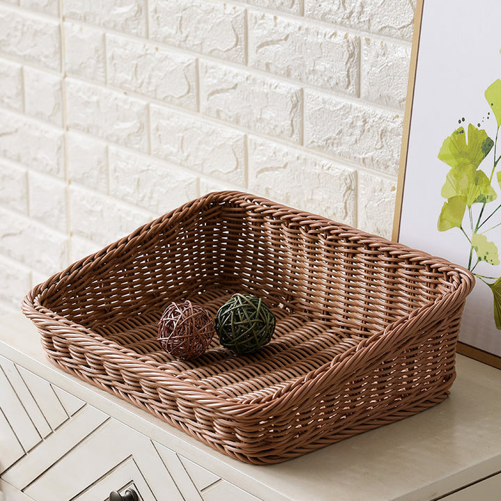 Handcrafted Rectangular Rattan Storage Basket