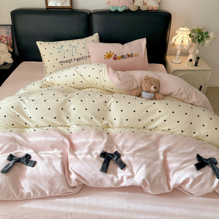 Soft Flannel Checkered Duvet Cover Set
